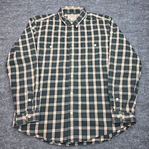 Filson Mens Plaid Flannel Button Down Shirt Green Rust Cream 11010760 Large L